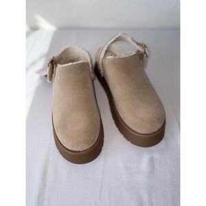 Wild Fable Freda Light Taupe Platform Clogs Faux Shearling Convertible Strap 11